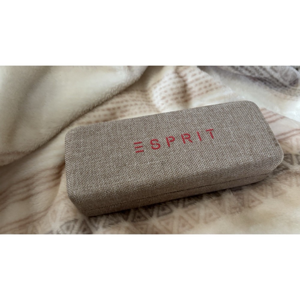 ESprit Clamshell Eyeglasses Case Beige Canvas  Style Rectangular Holder 80s Retr